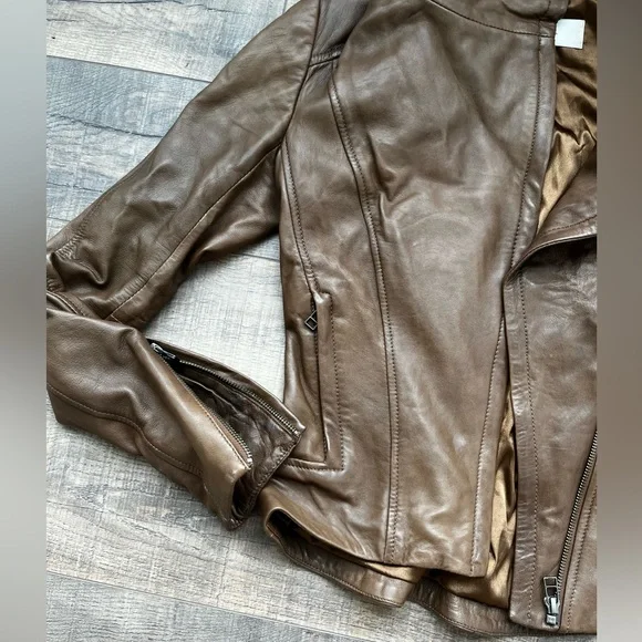 Real brown leather jacket - Picture 3 of 6